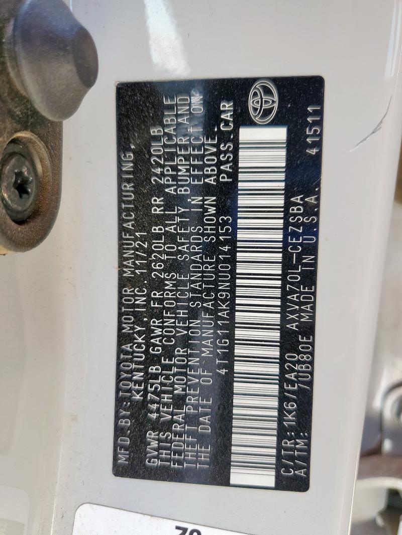 2022 TOYOTA CAMRY SE - 4T1G11AK9NU014153