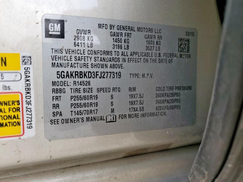 2015 BUICK ENCLAVE 5GAKRBKD3FJ277319