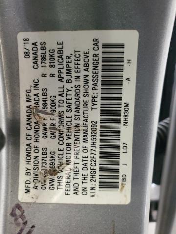 2018 HONDA CIVIC EX 2HGFC2F77JH592092
