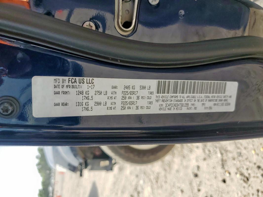 2017 DODGE JOURNEY SE 3C4PDCAB3HT581299