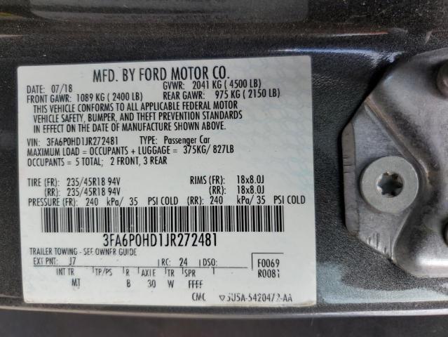 2018 FORD FUSION SE - 3FA6P0HD1JR272481