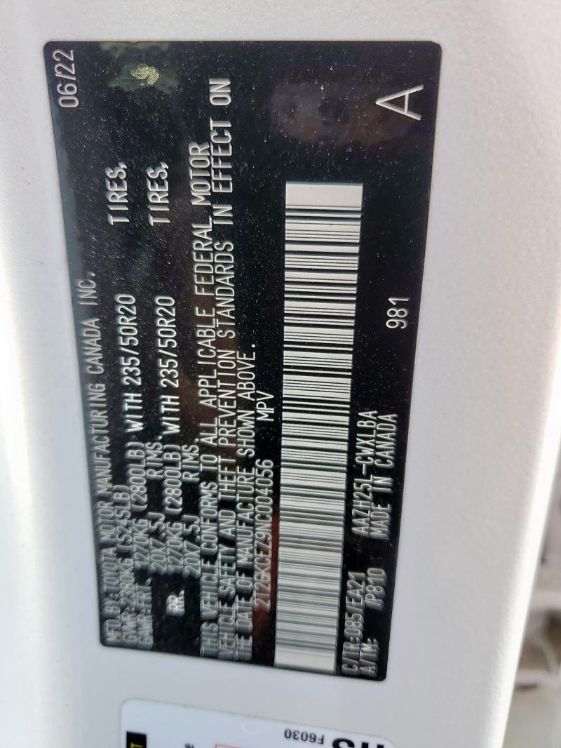 2022 LEXUS NX 350H 2T2GKCEZ9NC004056