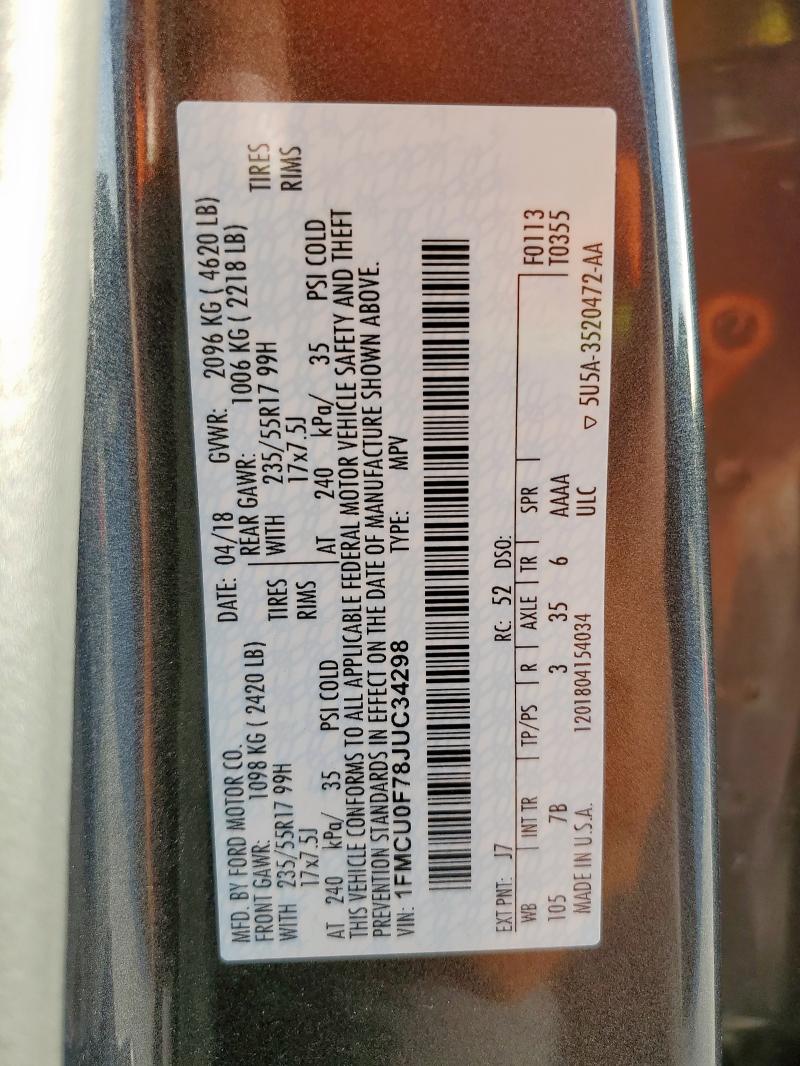 2018 FORD ESCAPE S - 1FMCU0F78JUC34298