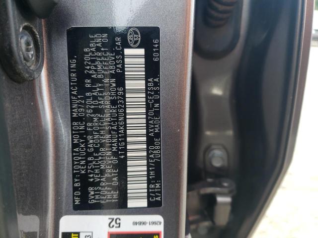 2022 TOYOTA CAMRY SE 4T1G11AK6NU623796
