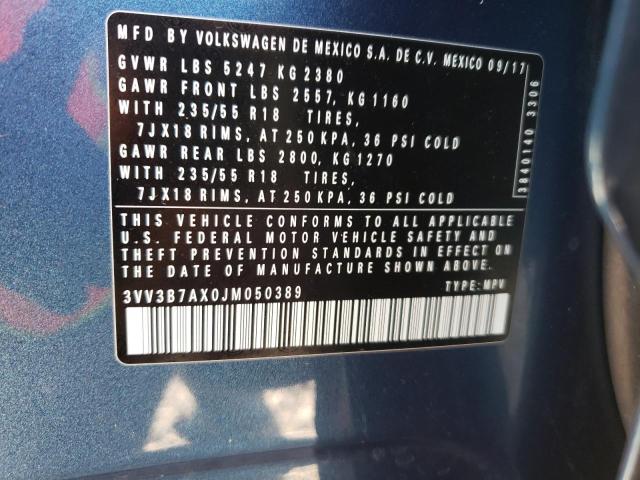 2018 VOLKSWAGEN TIGUAN SE - 3VV3B7AX0JM050389
