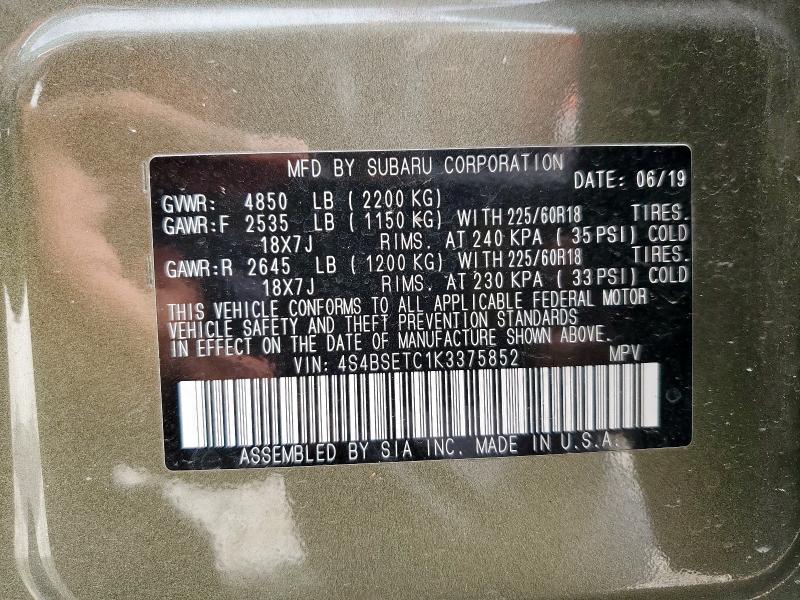 2019 SUBARU OUTBACK TO 4S4BSETC1K3375852