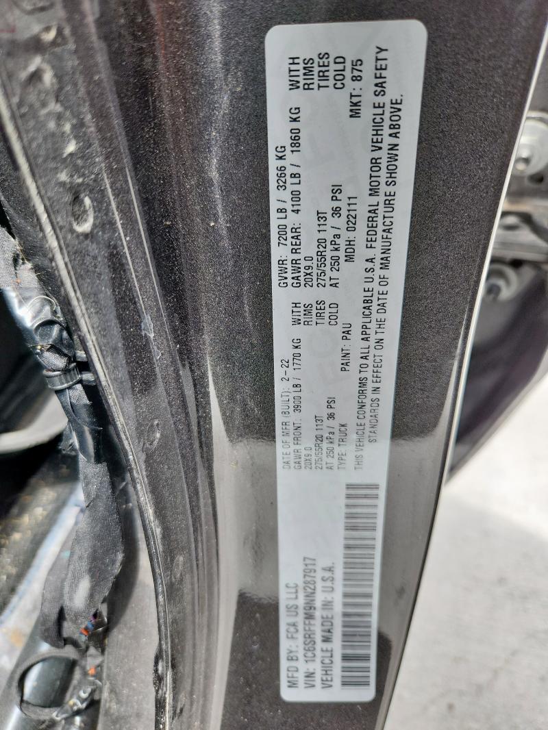 2022 RAM 1500 BIG H 1C6SRFFM9NN287917