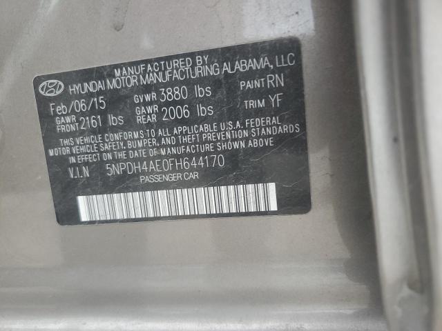 2015 HYUNDAI ELANTRA SE 5NPDH4AE0FH644170