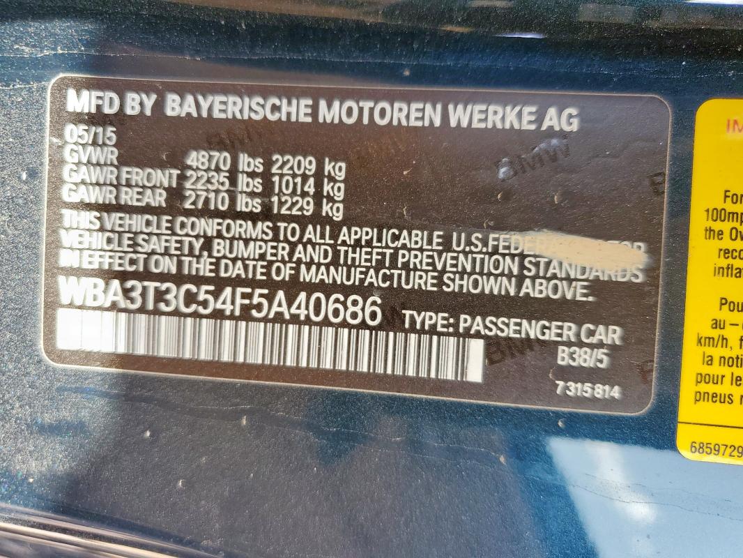 2015 BMW 435 I WBA3T3C54F5A40686