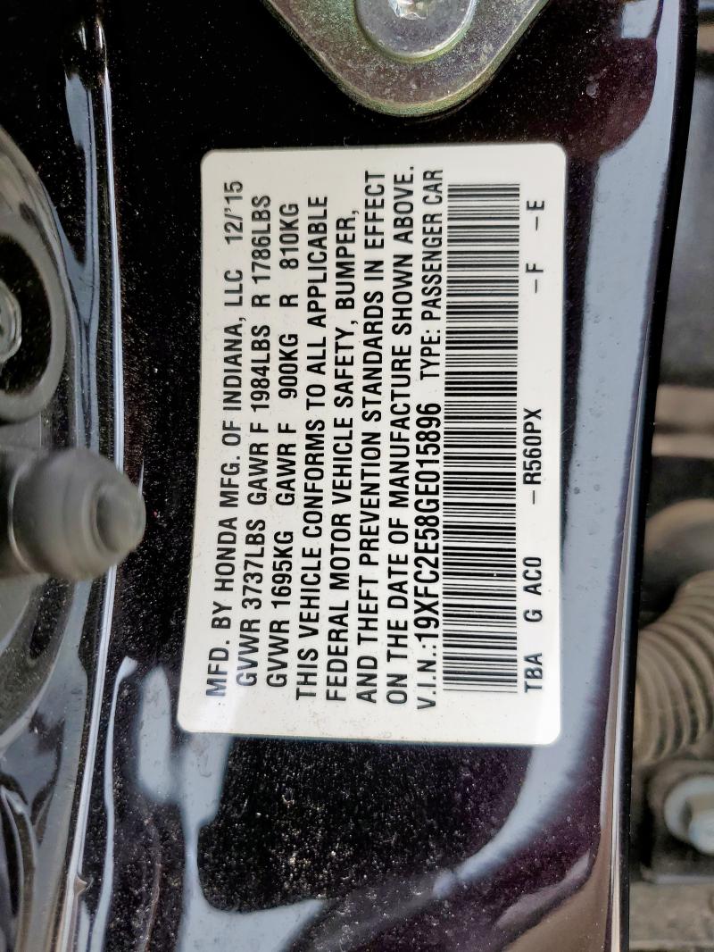2016 HONDA CIVIC LX 19XFC2E58GE015896