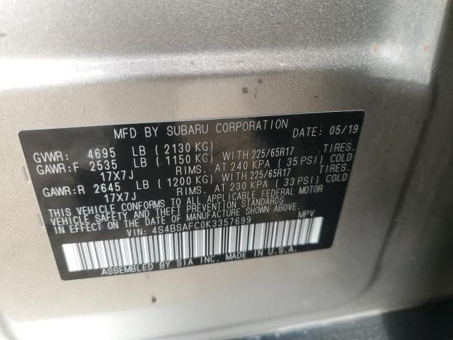 2019 SUBARU OUTBACK 2. 4S4BSAFC0K3357699