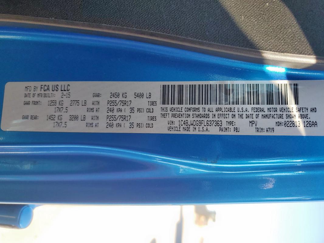 2015 JEEP WRANGLER U 1C4BJWDG9FL637363