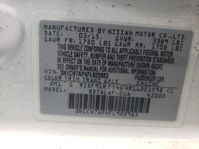 2015 NISSAN VERSA S - 3N1CN7AP4FL922983