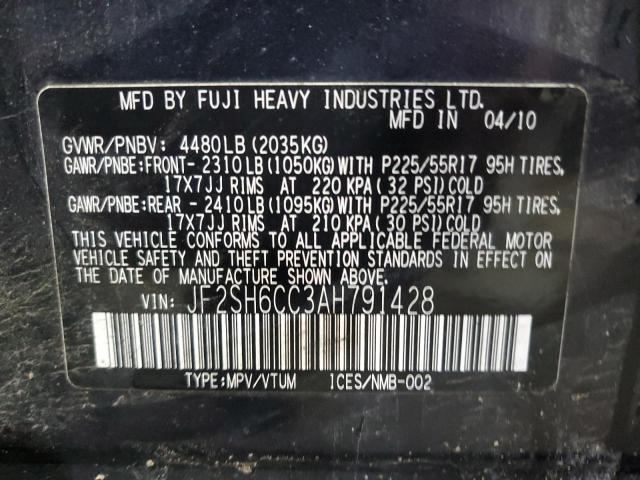 2010 SUBARU FORESTER 2 - JF2SH6CC3AH791428