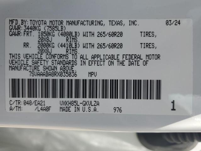 2024 TOYOTA SEQUOIA SR5 7SVAAABA8RX035036