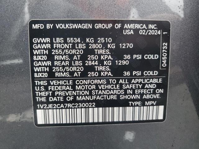 2024 VOLKSWAGEN ATLAS CROSS SPORT SE 1V2JE2CA7RC230022