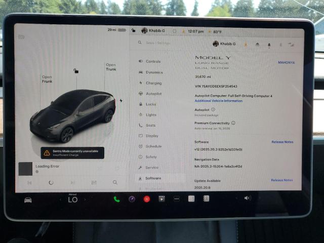 2025 TESLA MODEL Y 7SAYGDEEXSF254543