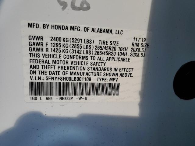 2020 HONDA PASSPORT E 5FNYF8H00LB001109