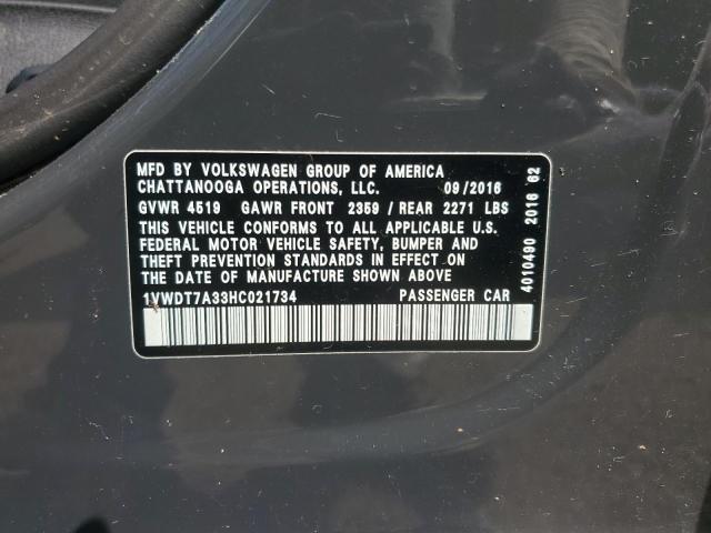 2017 VOLKSWAGEN PASSAT R-L 1VWDT7A33HC021734