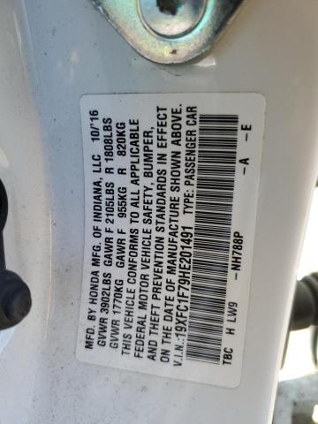 2017 HONDA CIVIC EXL 19XFC1F79HE201491