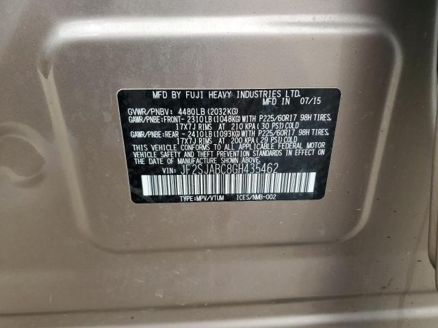 2016 SUBARU FORESTER 2 - JF2SJABC8GH435462