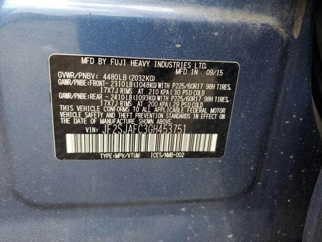 2016 SUBARU FORESTER 2 JF2SJAFC3GH453751