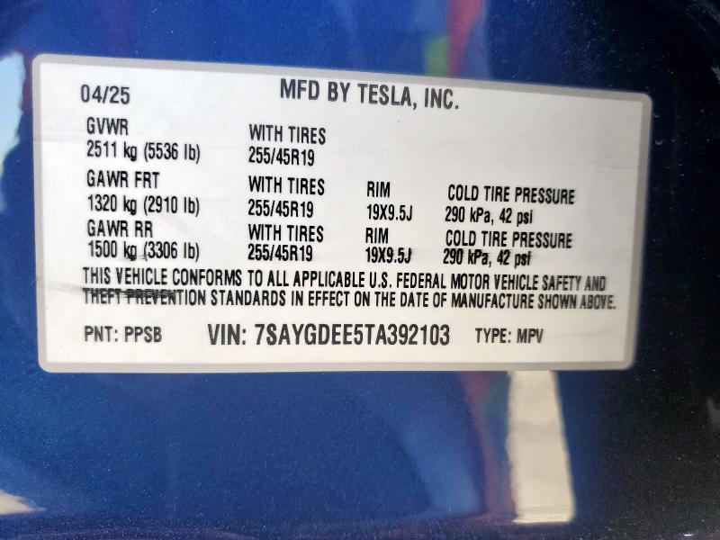 2026 TESLA MODEL Y - 7SAYGDEE5TA392103