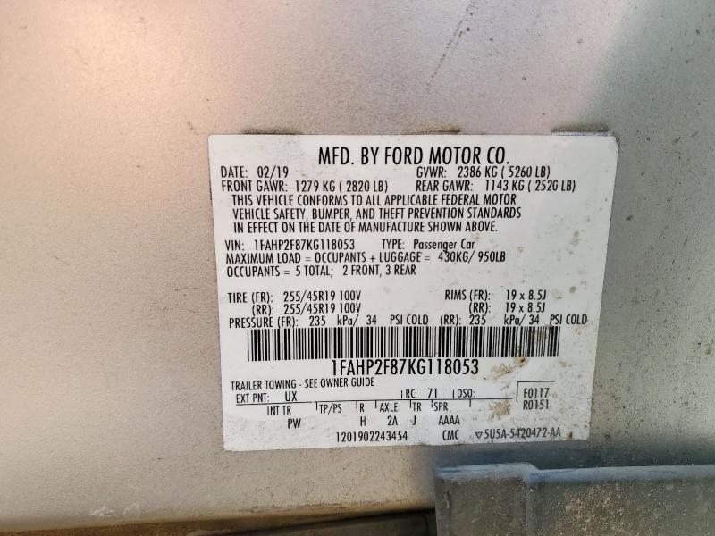 2019 FORD TAURUS LIM 1FAHP2F87KG118053