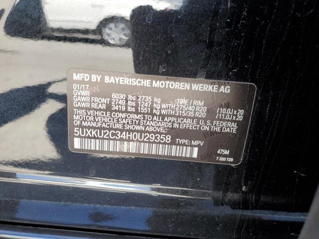 2017 BMW X6 XDRIVE3 5UXKU2C34H0U29358