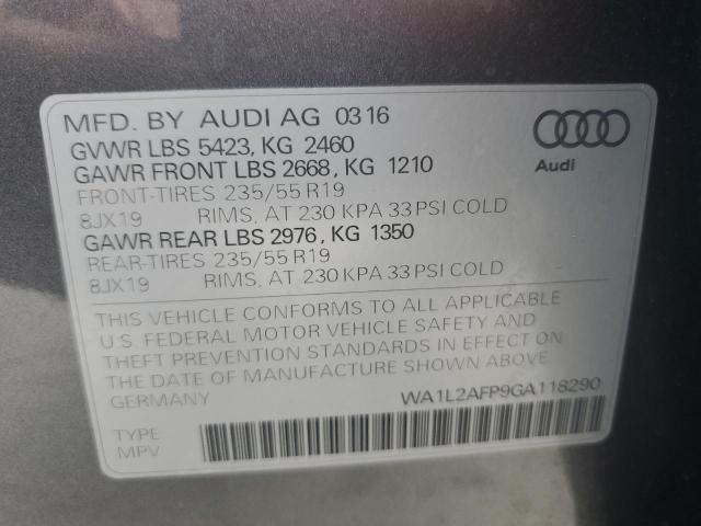 2016 AUDI Q5 PREMIUM WA1L2AFP9GA118290