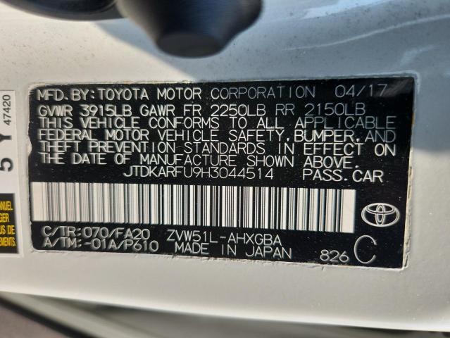 2017 TOYOTA PRIUS - JTDKARFU9H3044514