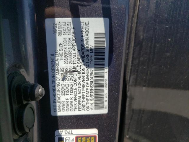 2022 HONDA CR-V EXL - 5J6RT6H82NL042942