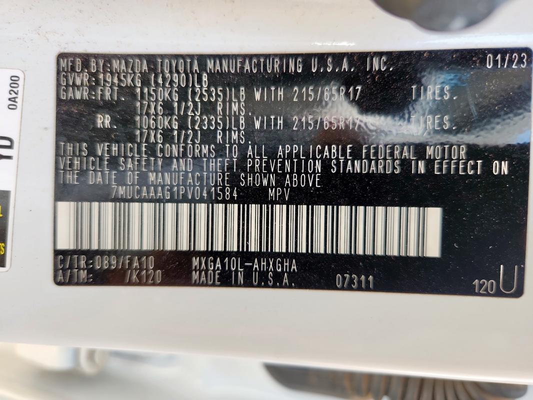 2023 TOYOTA COROLLA CR 7MUCAAAG1PV041584