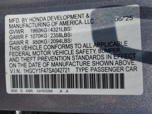 2025 HONDA ACCORD SE 1HGCY1F47SA042721