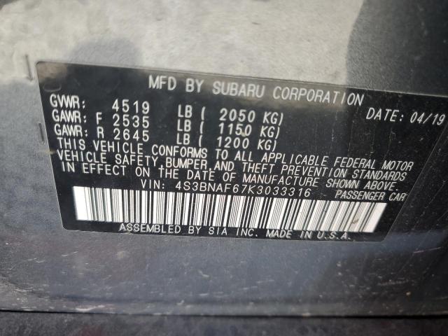 2019 SUBARU LEGACY 2.5 4S3BNAF67K3033316