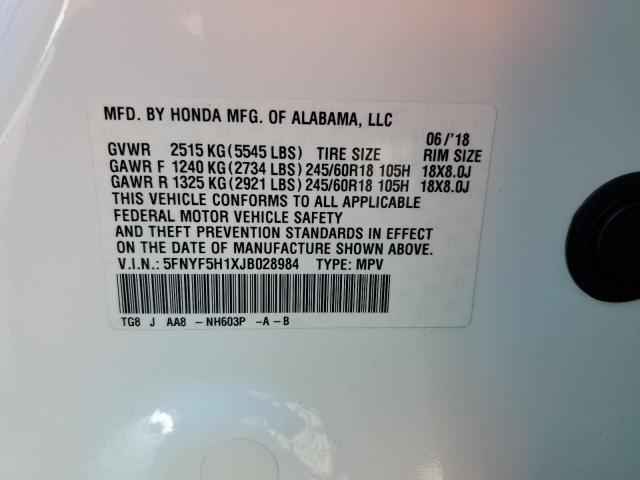 2018 HONDA PILOT LX 5FNYF5H1XJB028984