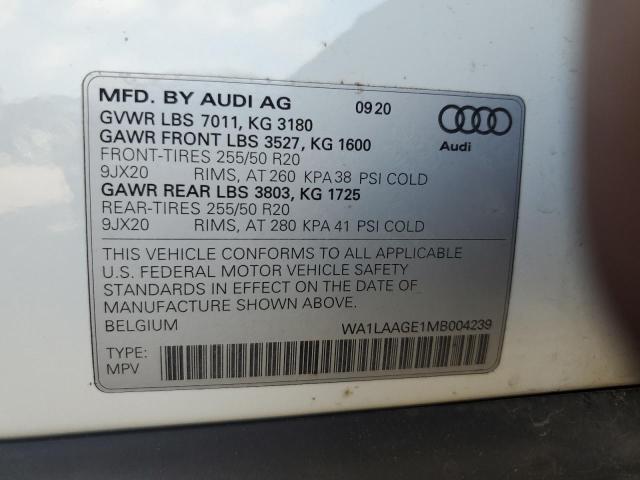 2021 AUDI E-TRON PRE WA1LAAGE1MB004239