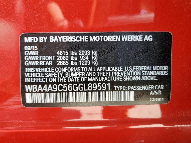 2016 BMW 428 I GRAN WBA4A9C56GGL89591