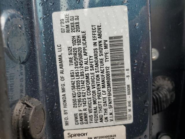 2021 HONDA PILOT SE 5FNYF6H23MB006912