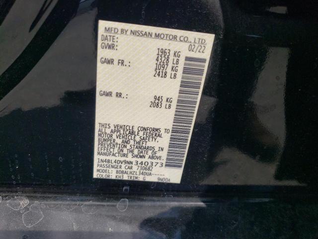 2022 NISSAN ALTIMA SV 1N4BL4DV9NN340373