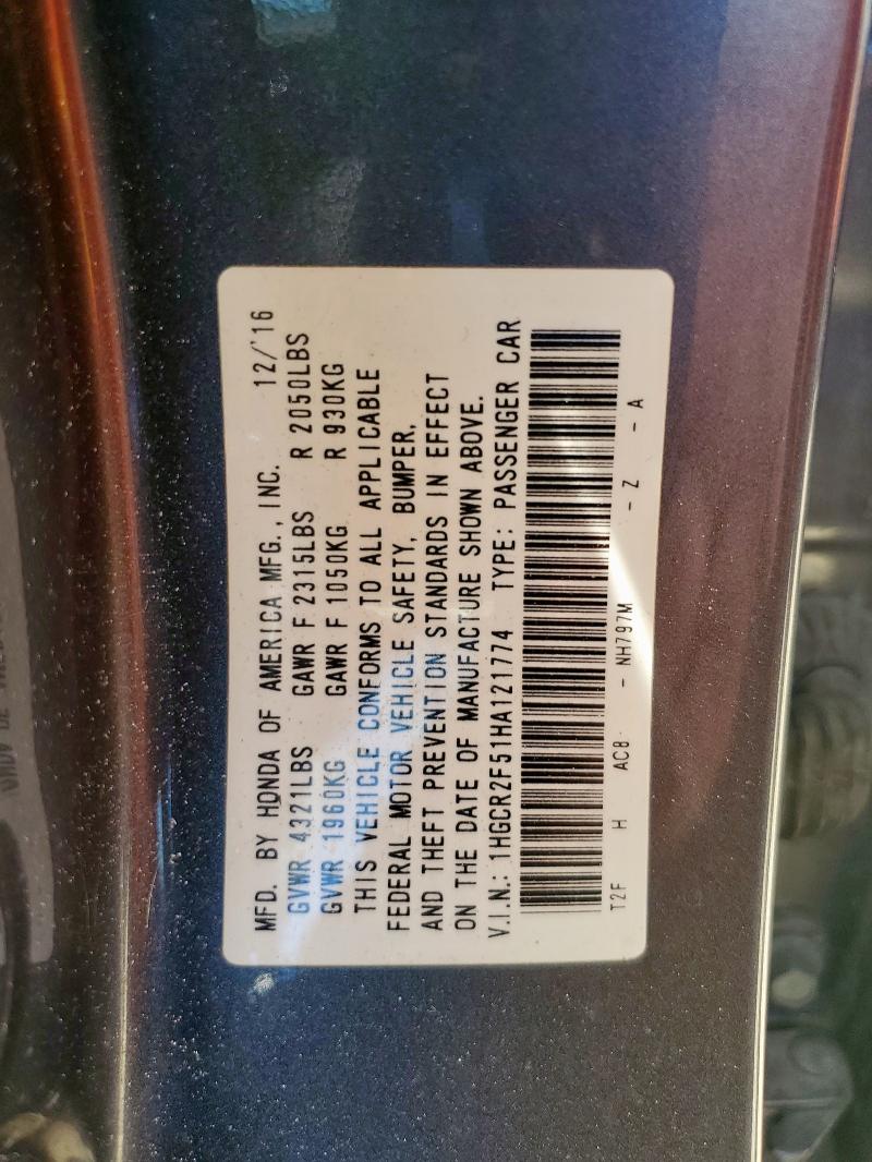 2017 HONDA ACCORD SPO 1HGCR2F51HA121774