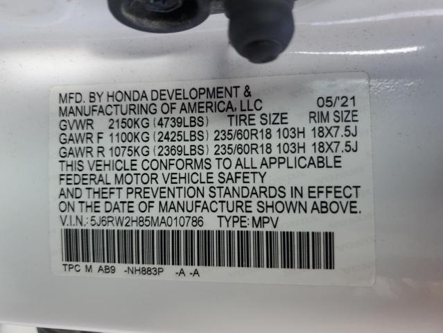 2021 HONDA CR-V EXL 5J6RW2H85MA010786