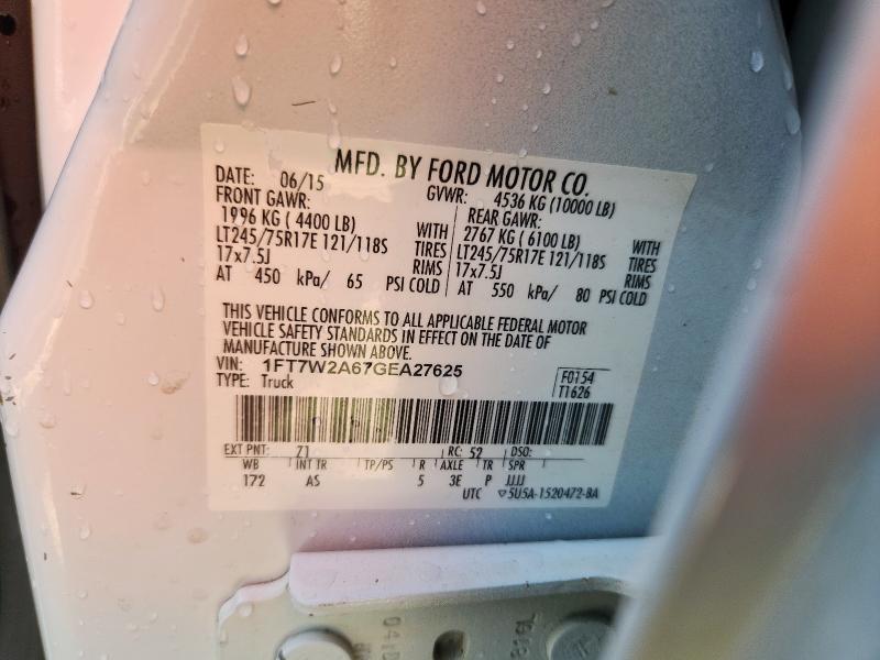 2016 FORD F250 SUPER 1FT7W2A67GEA27625