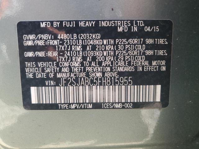 2015 SUBARU FORESTER 2 JF2SJABC5FH815955