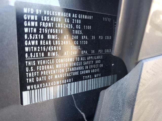2013 VOLKSWAGEN TIGUAN S - WVGAV3AX4DW568401
