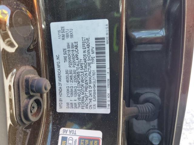 2016 HONDA CR-V TOURING 5J6RM4H94GL017831