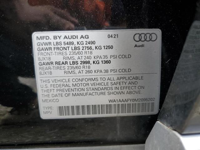2021 AUDI Q5 PREMIUM WA1AAAFY0M2095202