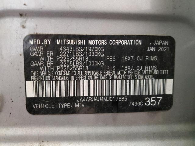 2021 MITSUBISHI OUTLANDER JA4ARUAU4MU017685