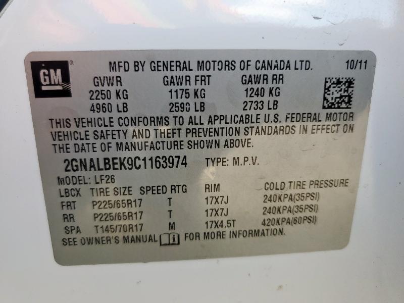2012 CHEVROLET EQUINOX LS - 2GNALBEK9C1163974