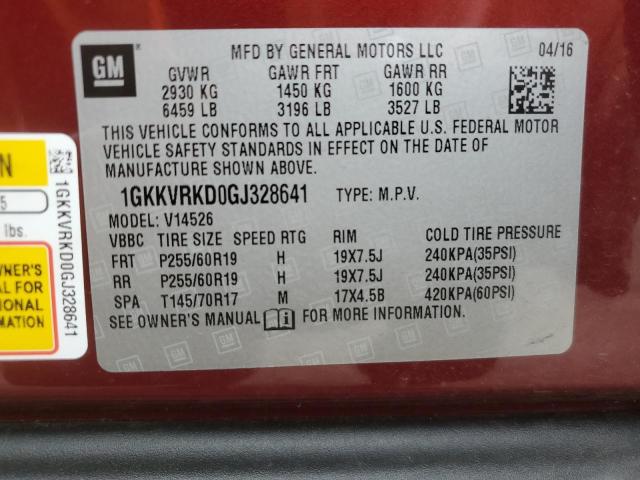 2016 GMC ACADIA SLT 1GKKVRKD0GJ328641